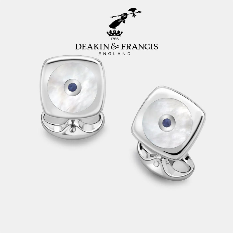 Deakin&Francis蓝宝石男士袖扣 钻石纯银轻奢法式衬衫袖口扣钉