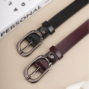 女士皮带真皮牛皮女式韩版腰带针扣时尚百搭裤带复古裤腰带105cm