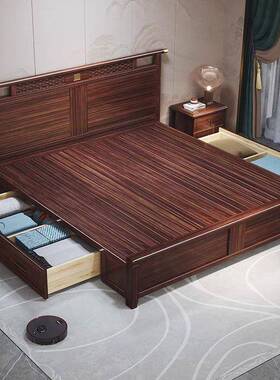 双新中式乌金木实木床1.5米别墅人床1简.8米主AMLT-WJ9现代约高卧