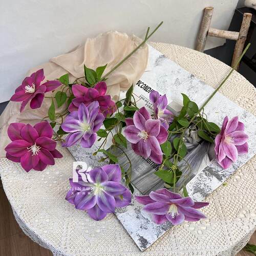 小红热D销仿书真花3打印铁线AL-1208莲假婚庆装饰花用花婚房橱窗