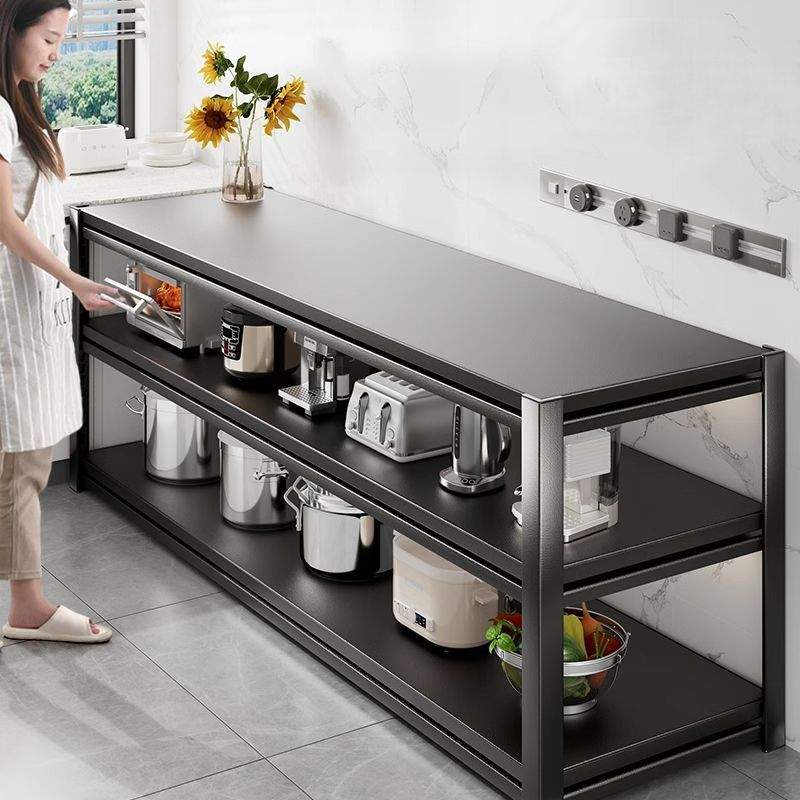 多功能靠墙储物架子落地多层家用厨房置物架微波炉收纳橱柜货架