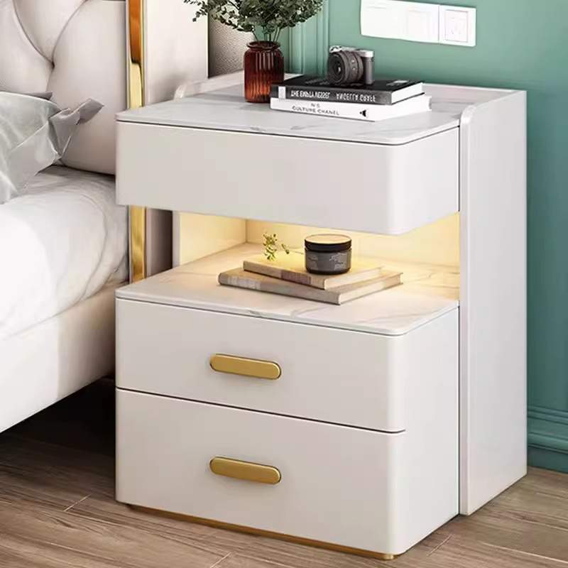 现代简约多功能智能床头柜轻奢三斗柜卧室收纳柜家用床边柜桌子