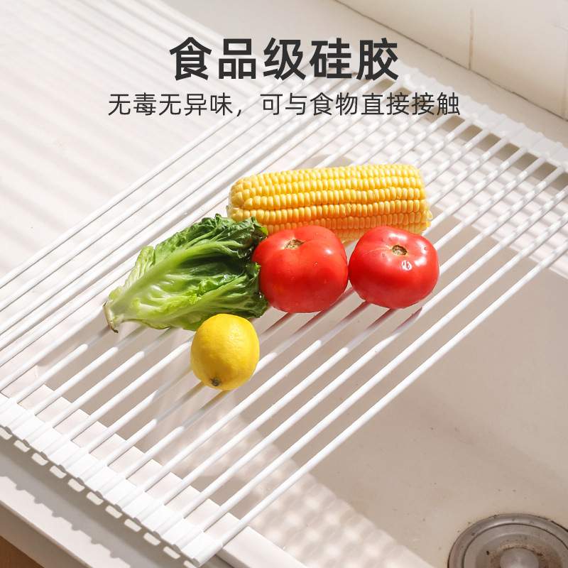 可折叠碗盘架沥水水池置物架沥水篮厨房水槽沥水架卷帘碗碟