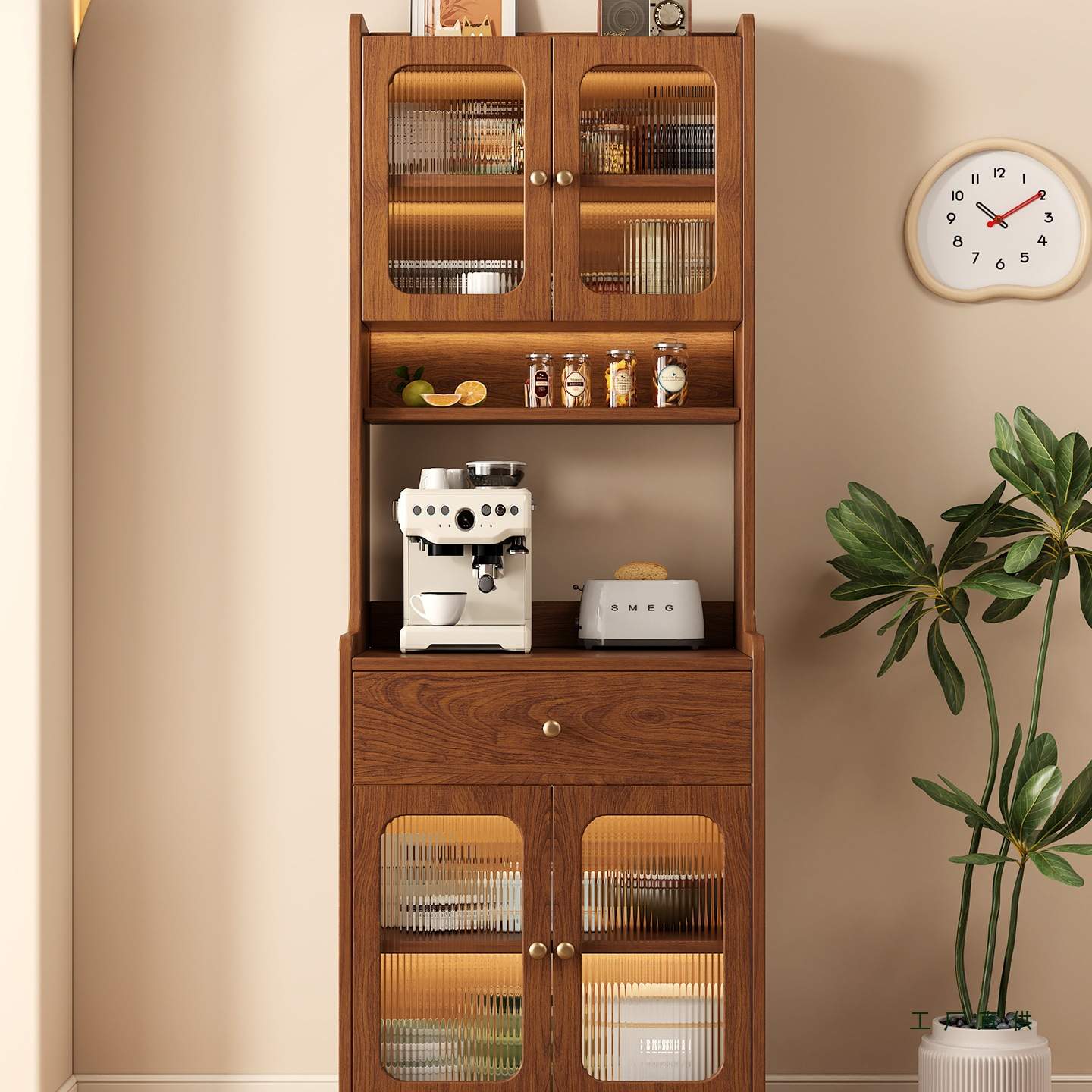 实木餐边柜客厅靠墙一体储物柜窄边洞洞板柜子置物柜茶水柜小边柜