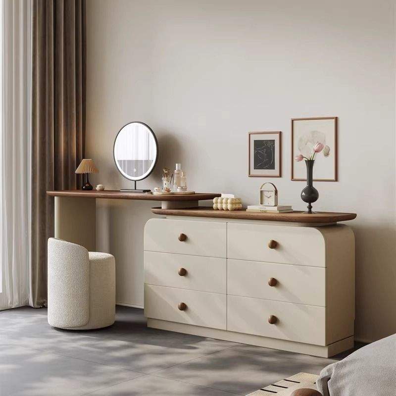 中古风全实木烤漆梳妆台化妆桌斗柜一体胡桃木新款感轻奢