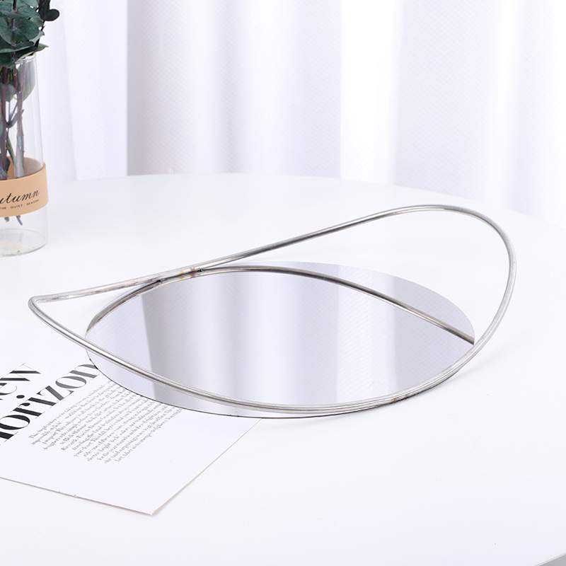 酒店居家现代简约不锈钢收纳托盘镜面装饰摆盘水果小食茶具手工