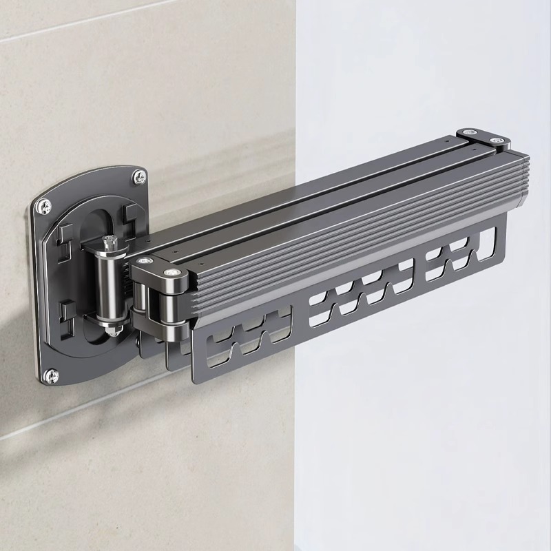 百悍隐形折叠晾衣架阳台家用壁挂式室内飘窗免打孔伸缩晒被子挂杆