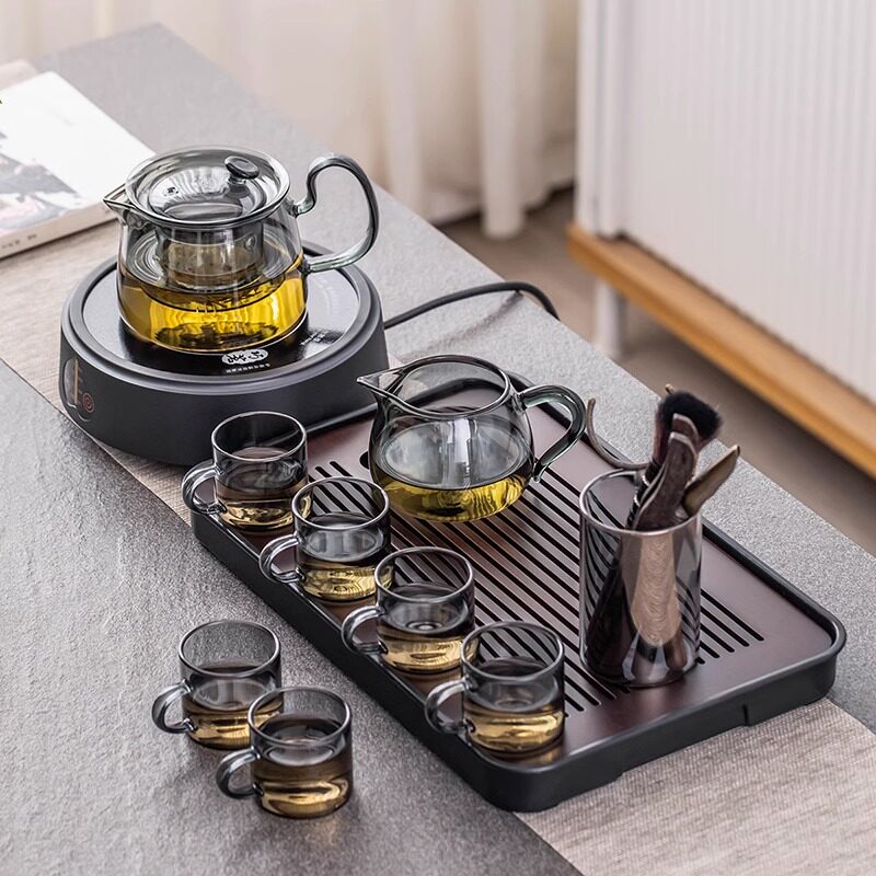 玻璃功夫茶具套组家用小型办公室煮茶泡茶壶茶杯茶盘轻奢高档送礼