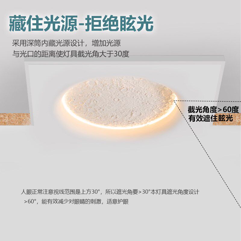 全光谱月球嵌入式壁灯 欧司朗光源 卧室床头智能调光石膏灯