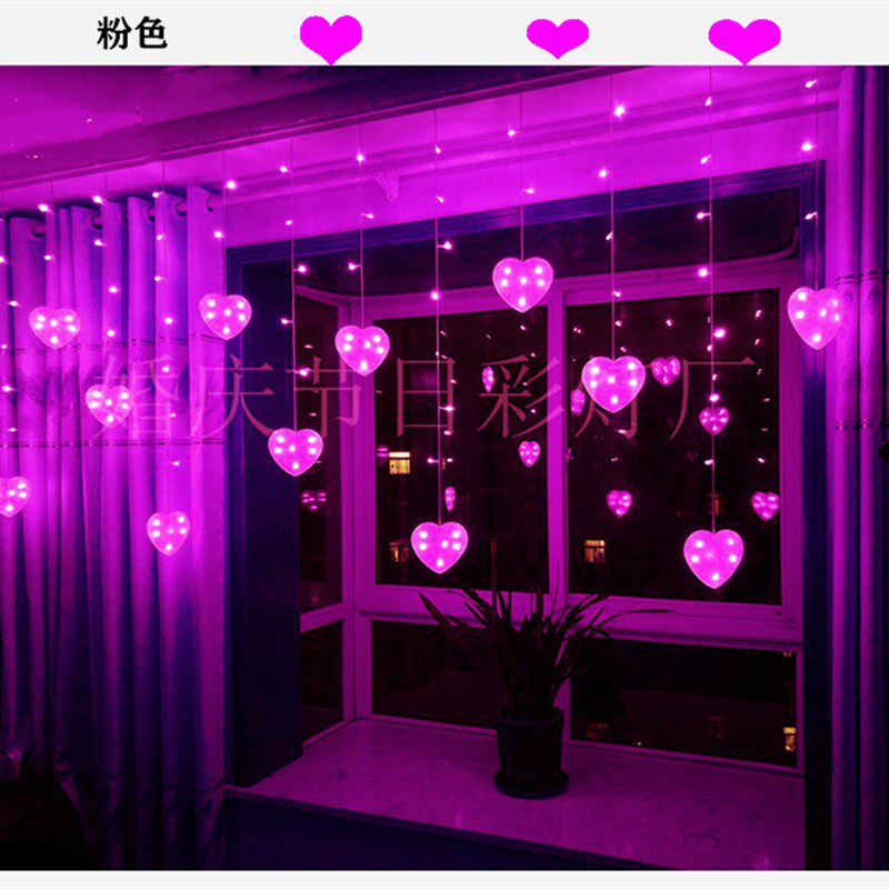 小彩灯串网红生日派对装饰室飘窗装饰灯阳台少女之心布置毕业礼物