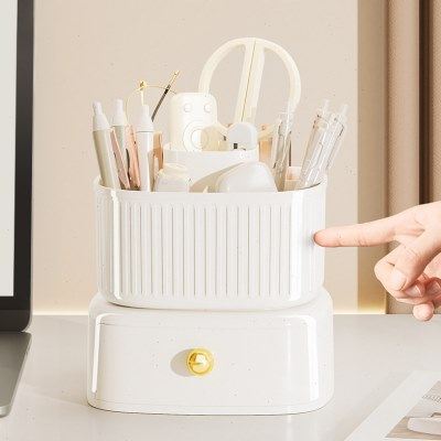 公桌笔筒旋转塑料书桌文具整理储物盒子抽屉收纳分格桌面收纳盒,收纳整理,首饰盒,淘宝优惠券,粉丝福利购,淘宝优惠卷