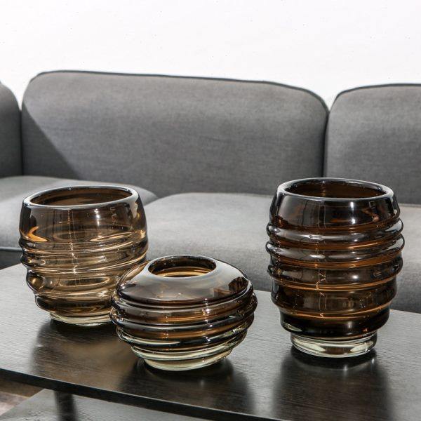 厂家严选咖色螺纹琉璃花 客厅餐桌插花器家居样板间工艺品摆件,家居饰品,花壶瓶,淘宝优惠券,粉丝福利购,淘宝优惠卷