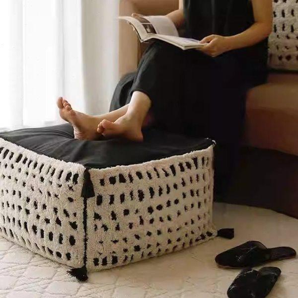 法式立体浮雕绣吊穗坐墩黑白色客厅卧室休闲蒲团轻奢家用懒人沙发,居家布艺,蒲团,淘宝优惠券,粉丝福利购,淘宝优惠卷