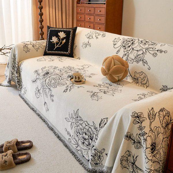 新款中古风碎花沙发巾四季通用全包一片式沙发盖布套罩毯沙发套,居家布艺,沙发垫,淘宝优惠券,粉丝福利购,淘宝优惠卷