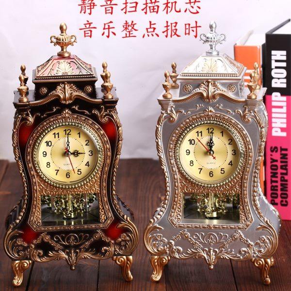 欧式台钟仿古座钟客厅装饰钟静音扫秒钟表12首音乐报时F015,家居饰品,台钟/闹钟,淘宝优惠券,粉丝福利购,淘宝优惠卷