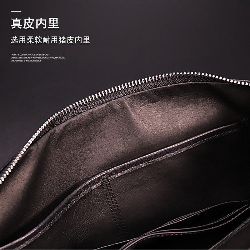 手拿包男真皮牛皮软皮信封包夹包大容量手包超大容量A4文件ipad潮