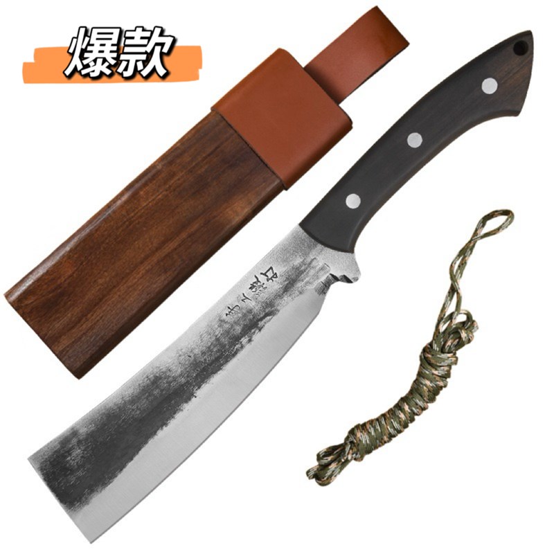 锰钢纯手工锻打柴刀套装户外露营砍柴刀砍骨刀伐木刀加厚骨刀镰刀