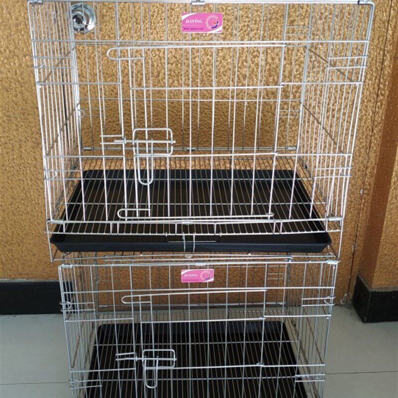 嘉盈出口款不锈钢可折叠狗笼猫笼免笼宠物笼博美中小型犬带厕所