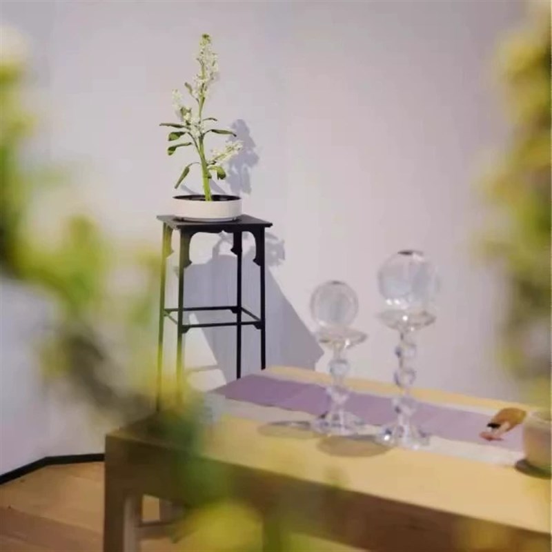 复古宋式铁艺香几落地花架《听琴图》新中式花几边几茶空间置物架