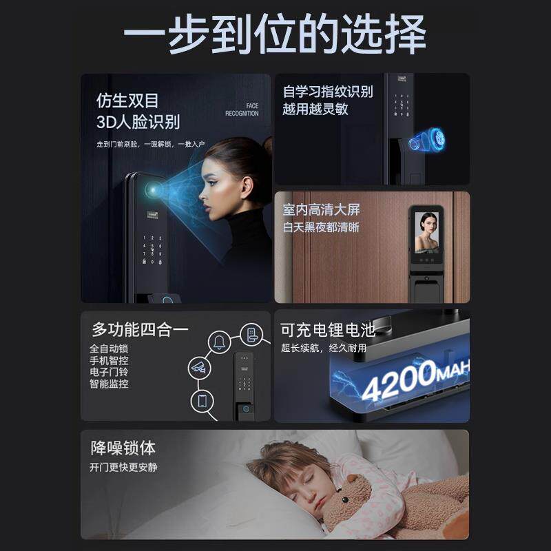 王力牛头铁门适用老式防盗门改智能门锁指纹密码锁家用锁入户电子