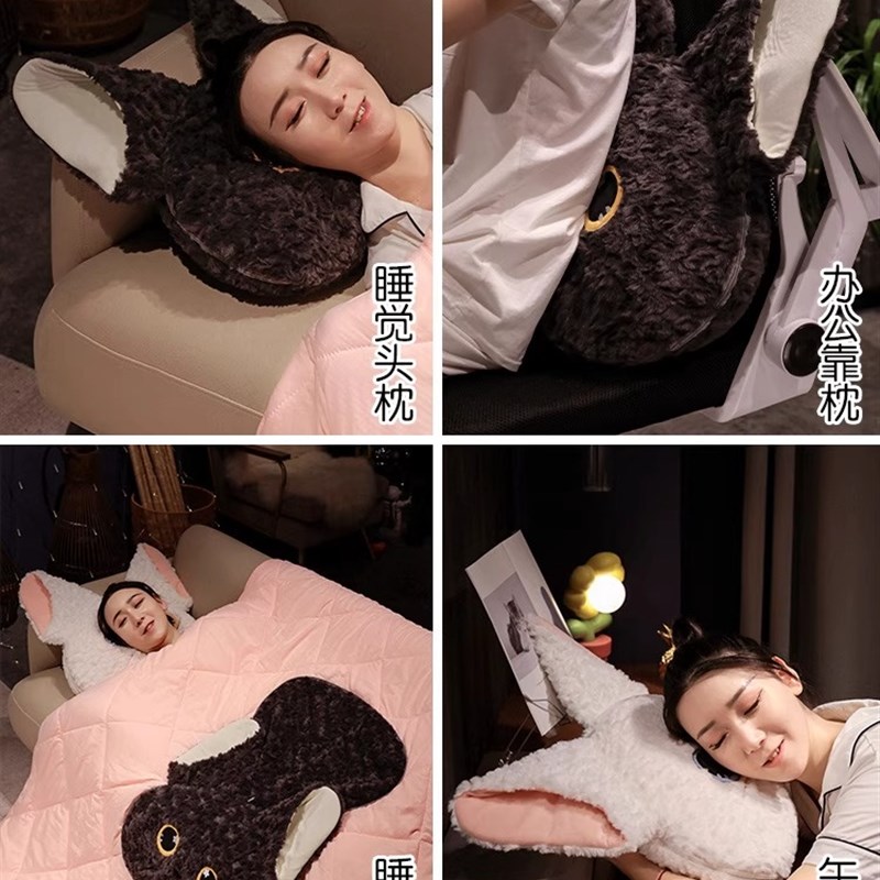 可爱猫抱枕被子两用二合一办公室午睡空调毯汽车载枕头靠枕可折叠