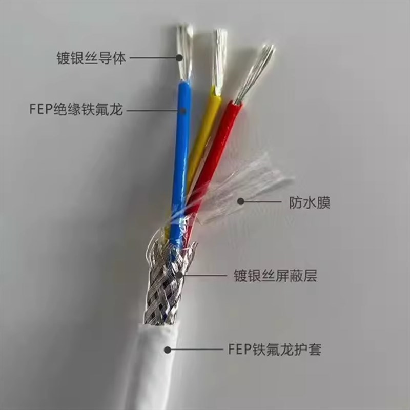铁氟龙镀银温屏蔽线AFPF 2芯3芯4芯0.2/0.35/0.5传感器线信号线