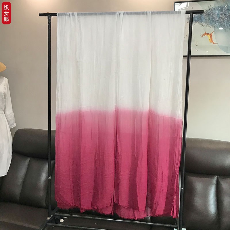 禅舞度母纱巾渐变色加大加长款棉麻围巾女春秋薄款秋冬亚麻丝巾夏