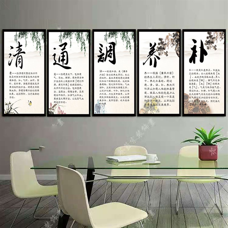 中医馆养生装饰画春夏秋冬心肝脾肺肾海报清通调养补墙壁宣传挂画