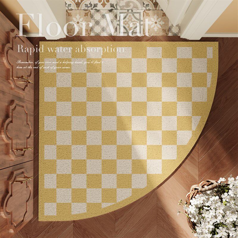 黑白棋盘格扇形入户门地垫进门门口门垫脚垫进户门入门大门地毯创