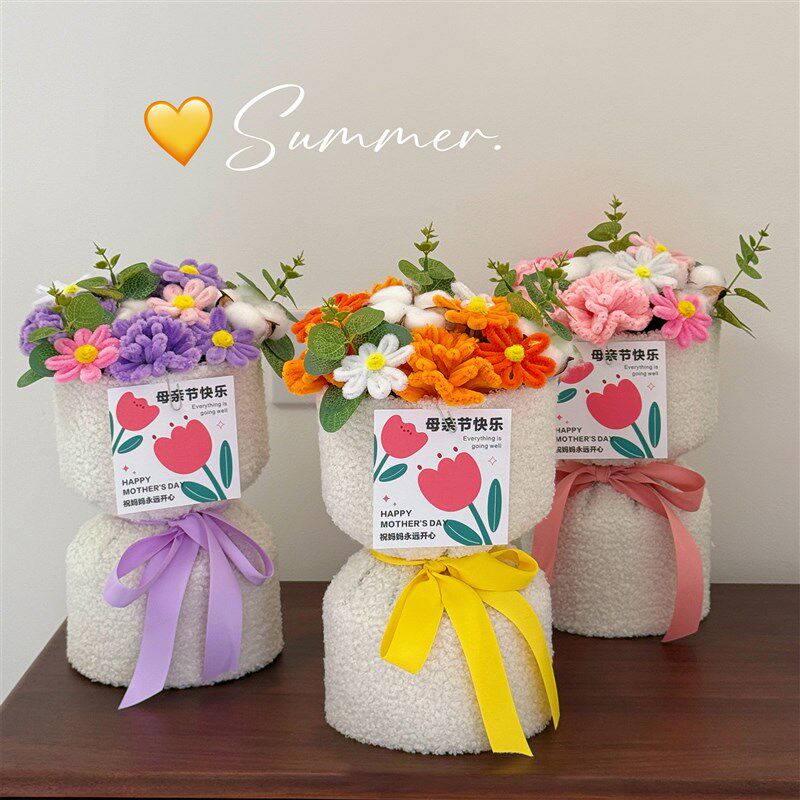 毕业花束康乃馨扭扭棒成品手工花束创意礼物送朋友生日祝福教师节