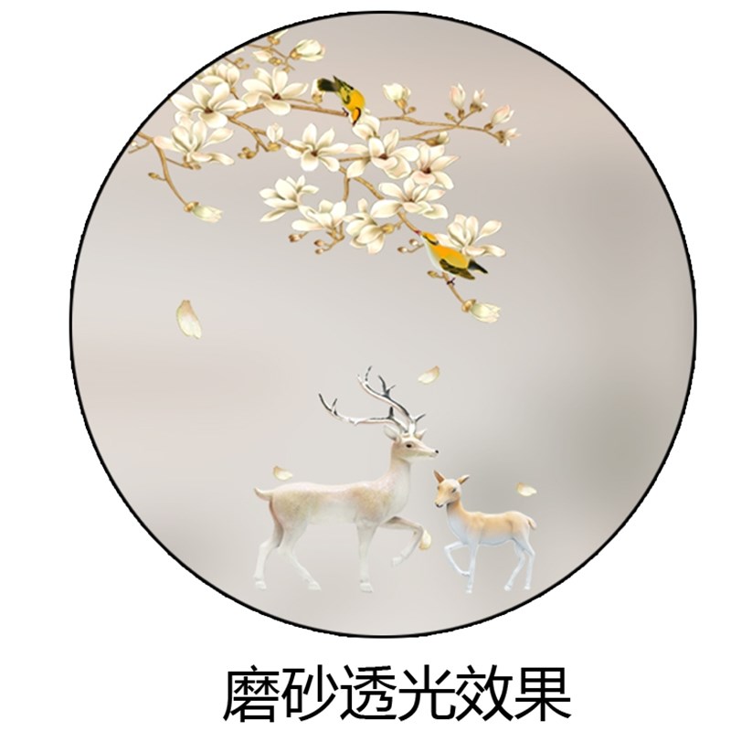 艺术玻璃定制入户玄关客厅屏风隔断钢化磨砂透光彩绘餐桌圆形弧形
