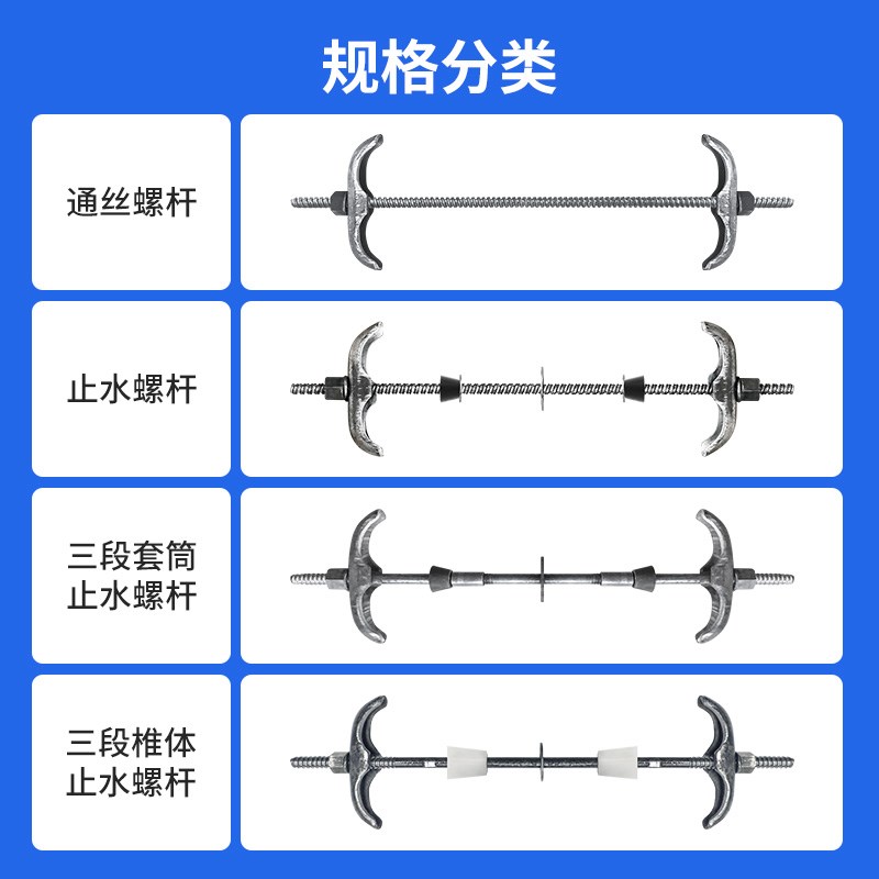 止水螺杆m12三段式14支模板16穿墙拉杆通丝锣杆对拉螺栓防水丝杆