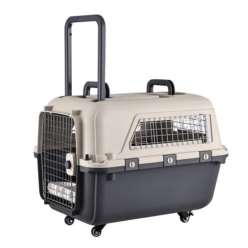 宠物航空箱猫狗拉杆滑轮手提猫笼子可携式外出包车载狗笼托运箱透