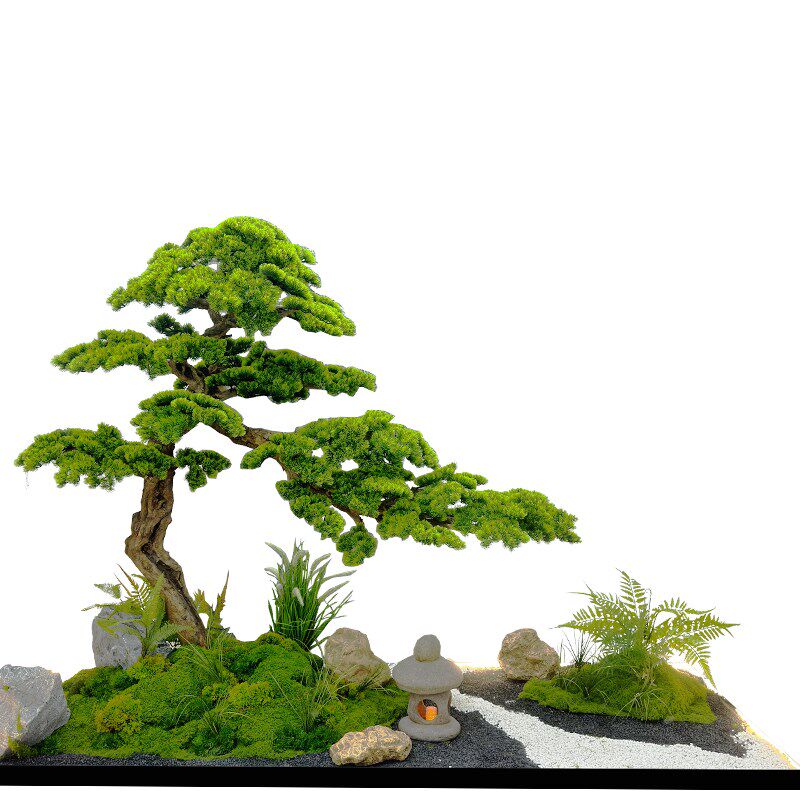 仿真迎客松室内外装饰造景仿真树绿植罗汉松假美人松大型落地摆件
