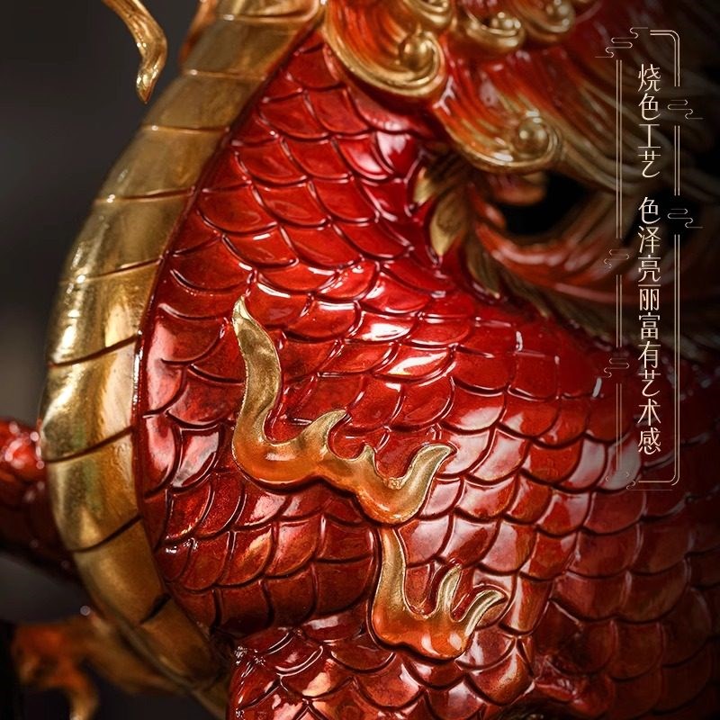 源盛集珍中式家居玄关黄铜风火麒麟摆件一对装饰工艺品乔迁送礼