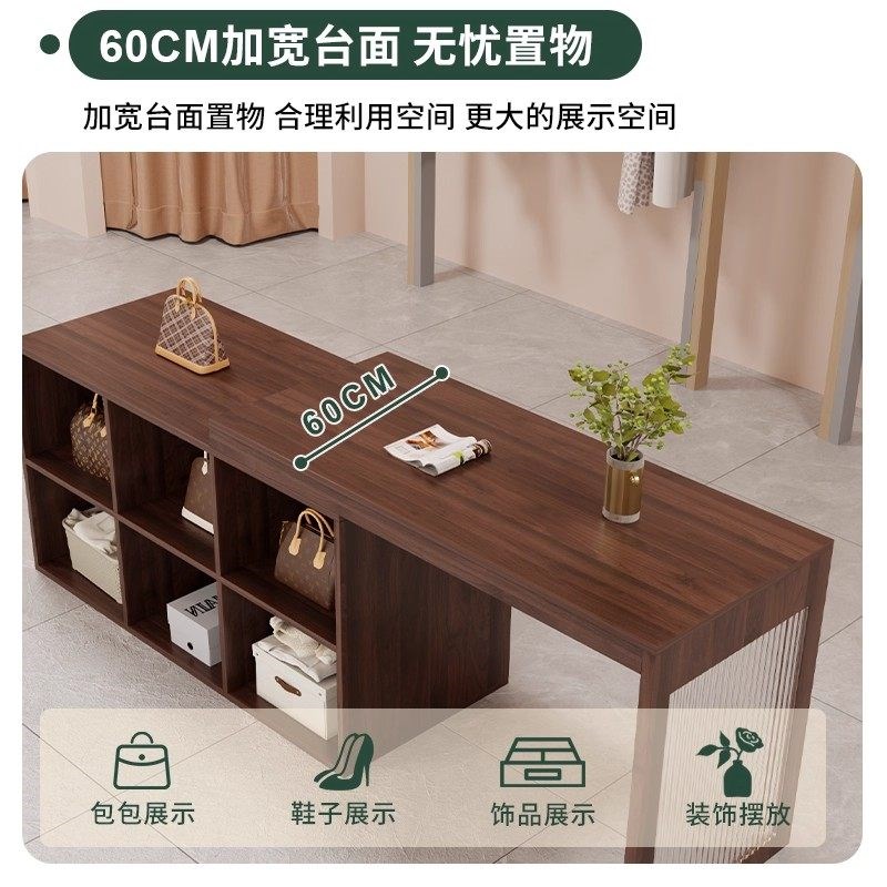 中岛风服装店玻璃中岛桌简约现代展示桌陈列柜女装店铺中间流水台
