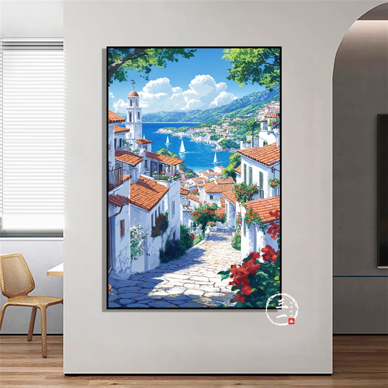 宫崎骏治愈风景挂画餐厅客厅卧室城市风景现代装饰画玄关柜有框画
