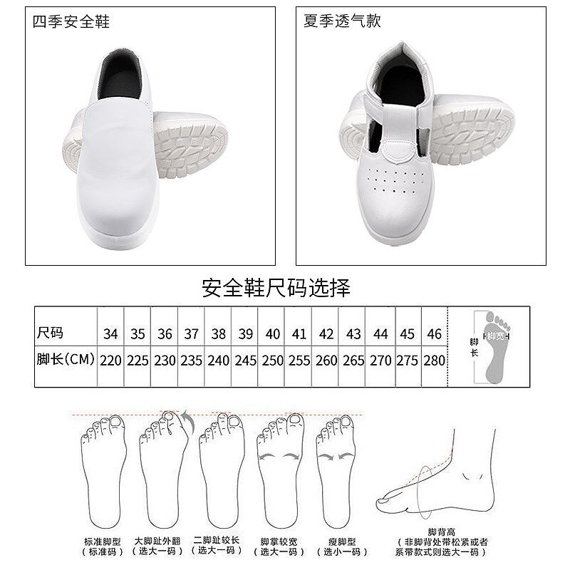 无尘鞋白色劳保鞋防静电安全防砸防尘鞋钢包头鞋车间耐磨PU底