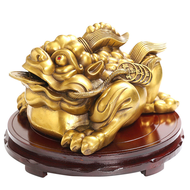 全铜金蟾招财摆件三足纯铜霸王蟾蜍金蝉客厅办公室乔迁店铺装饰品