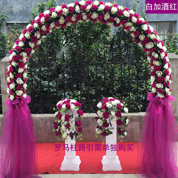 全花花门婚庆道具绢花拱门开业庆典活动花门花环百合花门绢花花架