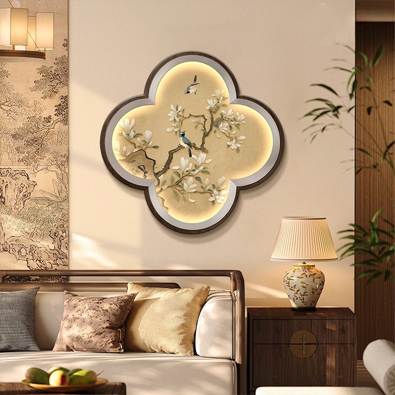 喜上眉梢入户门玄关挂画新中式客厅走廊过道装饰画花鸟餐厅立体画