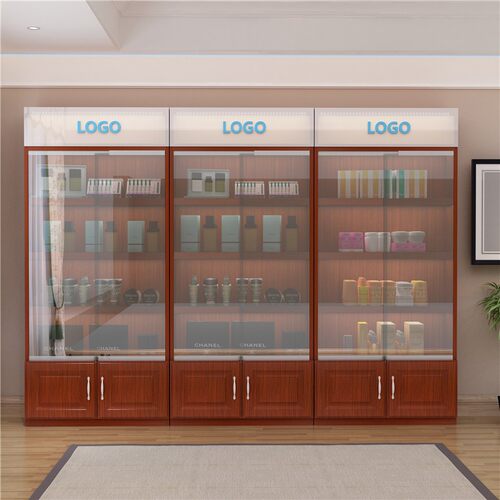 玻璃展示柜产品陈列柜子带锁灯商用礼样品货架美容院展示柜化妆品