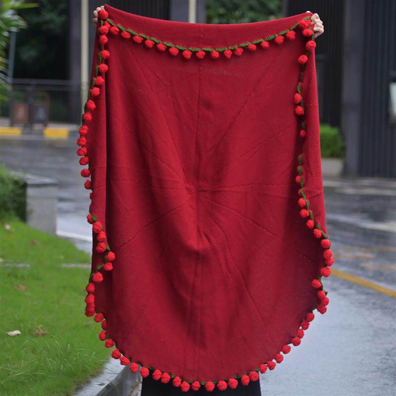 红玫瑰花束毛毯子成品免手工编织花朵披肩送女友闺蜜生日新婚礼物