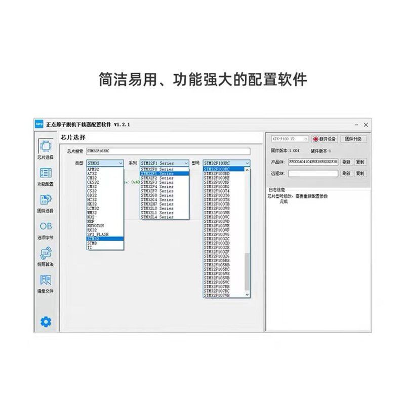 正点原子P100脱机下载器V2 STM32 STM8 N76E GD离线烧录编程烧写