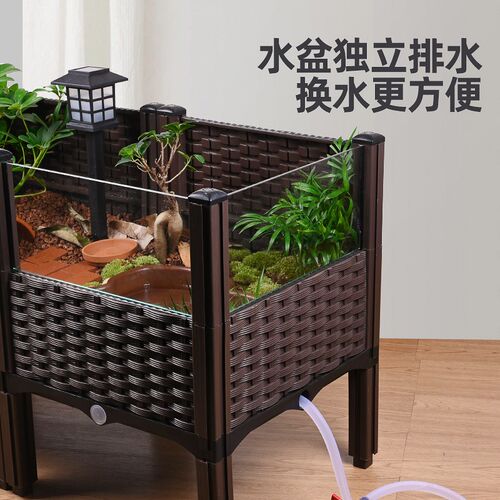 黄缘龟专用缸大乌龟饲养缸半水龟造景种植箱陆龟生态缸安缘养殖箱