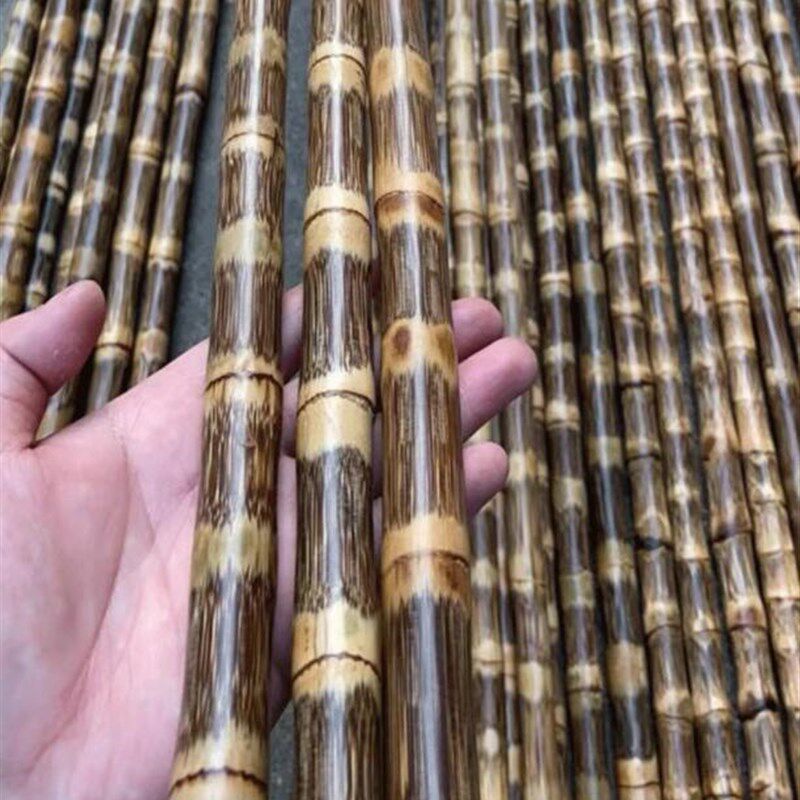 老紫竹戒尺金竹把玩竹根竹竿手工金丝实心罗汉竹子文玩料鞭杆手杖