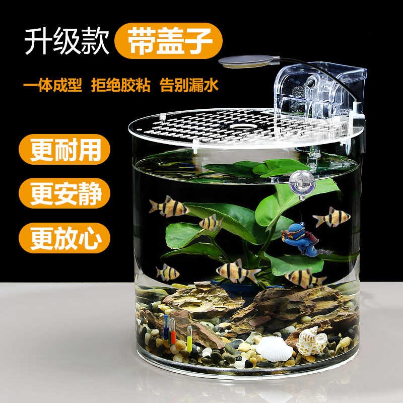全套超白玻璃鱼缸斗鱼生态缸客厅家用桌面办公室小型造景自循环
