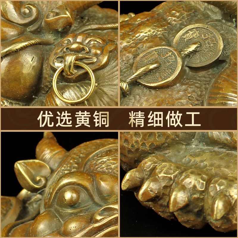 铜霸王金蟾摆件牛王金蝉客厅装饰三脚蟾蜍店铺大号帝王管帽三足蟾