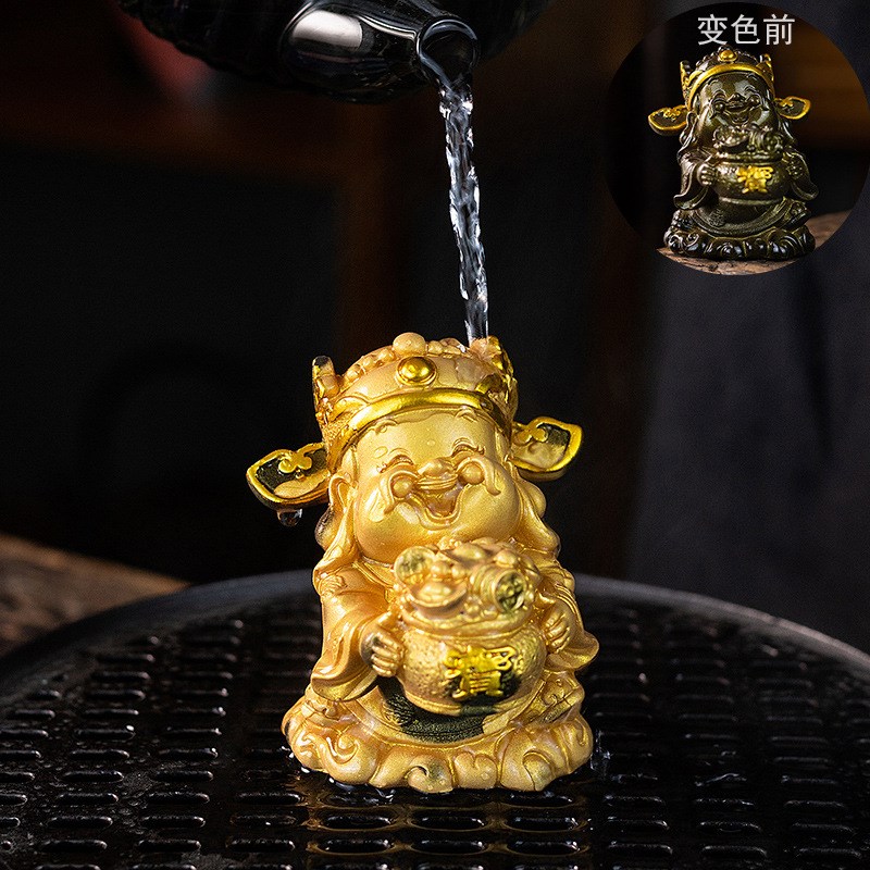 高档招财招福柿柿如意创意个性茶宠摆件变色柿子财神茶具茶玩礼品