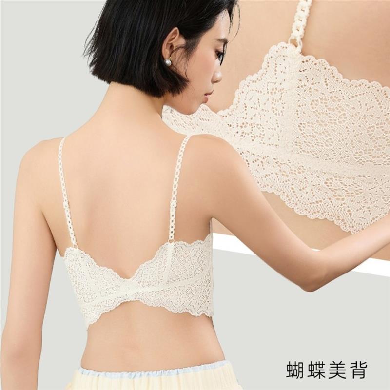 浪漫蕾丝抹胸内衣防走光蝴蝶美背裹胸女带胸垫一体无钢圈吊带文胸